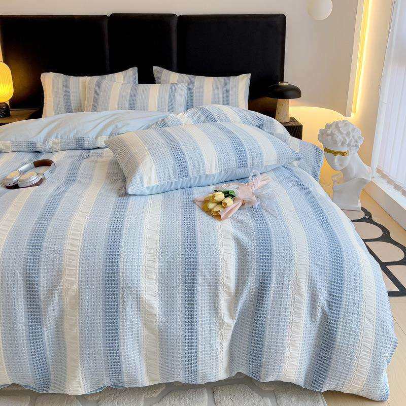 A类渐变华夫格提花系列三四件套立体大提花50支全棉人字纹床品,淘宝优惠券,粉丝福利购,淘宝优惠卷