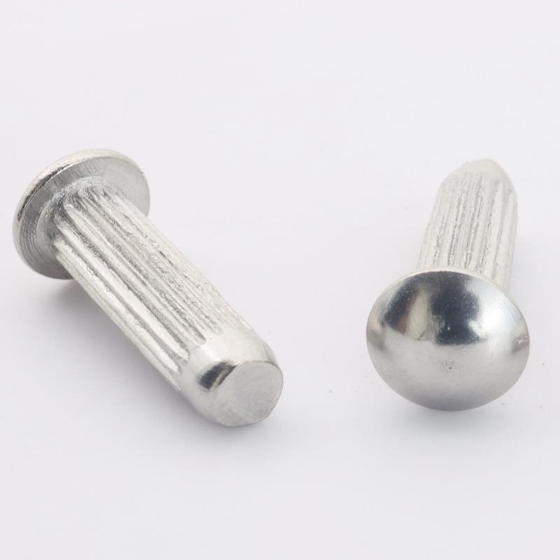 304不锈钢标牌铆钉GB827半圆头滚花铭牌商标卯钉直纹搓牙敲击柳钉 - 图2