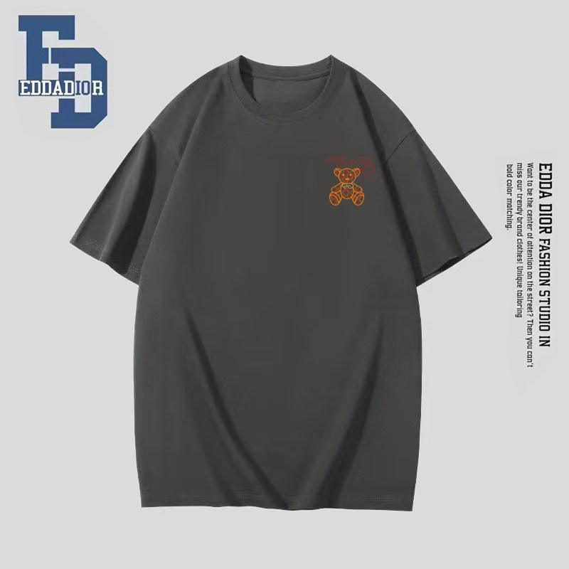 CD（服饰类别）CD黑色短袖T恤男女宽松印花上衣情侣装夏季2