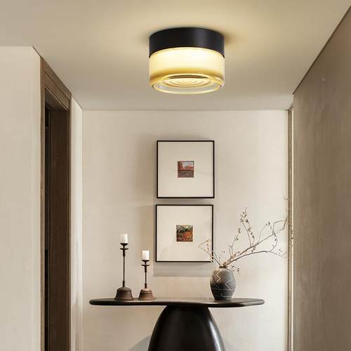 中古风头过廊道灯895玄关入户简约创意胡桃色新中式吸顶走灯灯床 - 图0