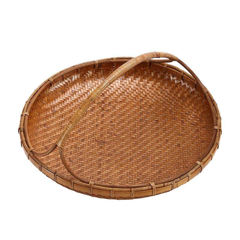 竹编水果篮旧竹制品筐家用提篮复古做收纳筐手轻咨询客服干果盘点 - 图3