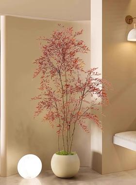 风南天竹真绿植红色高栽端轻奢室内客厅大盆落SZL地摆件中仿古假