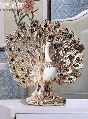 欧式孔雀视开电屏摆柜件装饰品家居客ST798厅柜酒橱窗书房工艺品