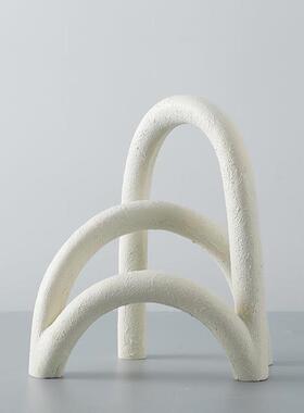 现代简约样板厅房树脂拱形设计柜师摆件客电桥视几何创MKB意软装