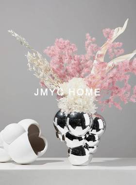 现代简约创客意电镀件居花器摆售楼处酒店厅办公室餐YNO厅桌面家