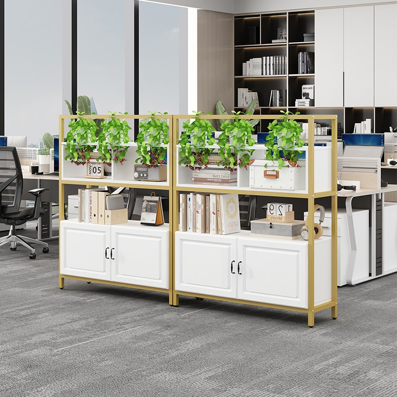 精品隔断花槽柜桌边矮柜文件柜铁艺花架屏风储物柜办公区域矮隔断 - 图2