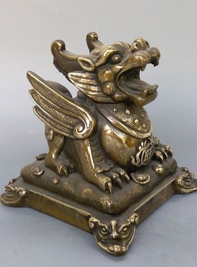 方底座铜貔貅摆件纯铜貔貅家居客厅办公室桌面装饰工艺品铜器