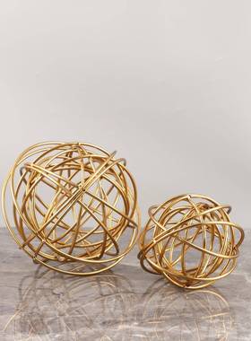 1808现代简金属花球艺术装饰约柜摆件客厅卧室玄关麻酒店电视家居