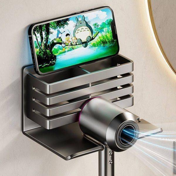 吹风机架免打孔浴室电吹风挂件厕所吹风支架卫生间梳子置物收纳架,淘宝优惠券,粉丝福利购,淘宝优惠卷
