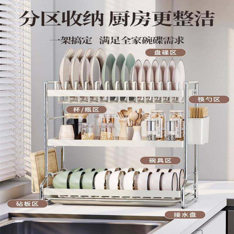 厨房置物架不锈钢碗碟碗盘收纳架沥水架家用多功能放碗筷2025厂家,淘宝优惠券,粉丝福利购,淘宝优惠卷
