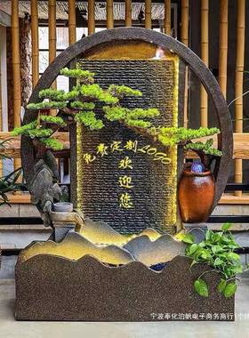大型假山流水喷泉玄关水幕墙屏风客厅循环水景观装饰落地摆件