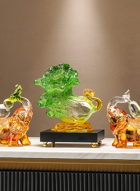 新中式招财白菜摆件客厅电视酒柜办公室桌面装饰品乔迁新居礼品