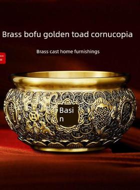 纯铜八福金蟾蜍聚宝盆饰品招财宝储蓄罐八方招财聚宝盆开幕礼