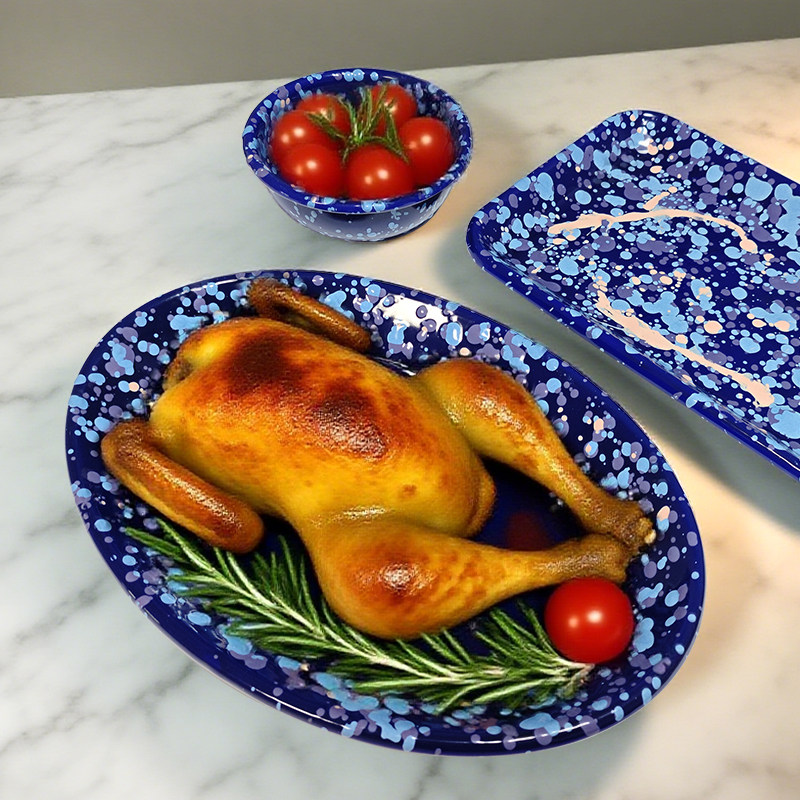 土耳其BORNN搪瓷餐具手工珐琅长方形托盘