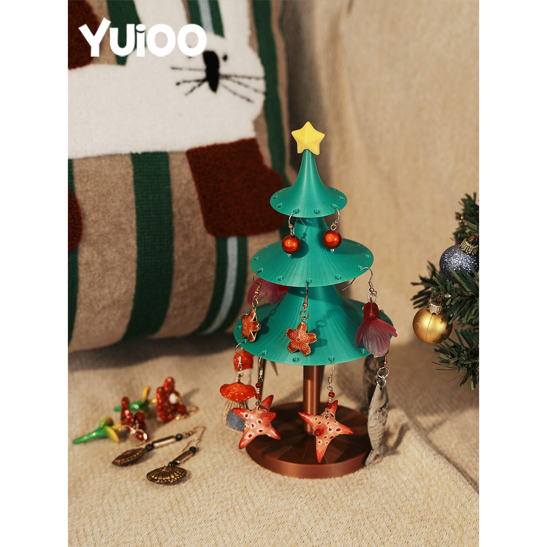 Yuioo原创3D打印圣诞树首饰架桌面旋转耳环耳钉展示架戒指收纳架,淘宝优惠券,粉丝福利购,淘宝优惠卷