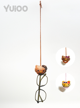 可爱猫咪挂脖眼镜夹毛衣链女外出百搭便携防丢墨镜链条配饰双层