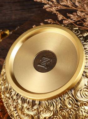 米黄铜龙纹缸复G4-15-HT古创意公个性装室铜钱铜缸家用客厅缸办烟