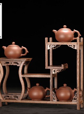 红木博古架小型多宝阁鸡翅木茶具架实木置物架紫砂茶壶架子展示架