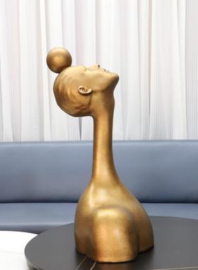 现简约创意仰望的代树脂0254人人物雕塑摆厅件客办公室书房家居装