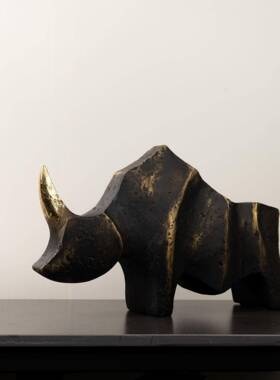 新牛中式寂风仿古抽象金角犀侘摆室件别GT-A073墅办公书柜家居装