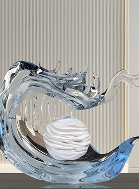 酒店大堂艺术装置水花透明雕塑售楼处大厅走廊楼梯财富落地摆件