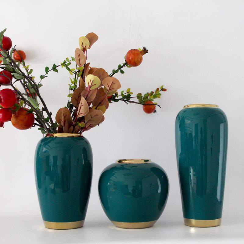 北欧轻奢描金陶瓷花瓶透方创鲜意水培植物口干MKQ花插花瓶客厅摆,淘宝优惠券,粉丝福利购,淘宝优惠卷