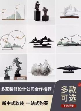 新中墅式酒居店会所别客厅玄关软装家饰品陶瓷假山大鹏金属CT9154