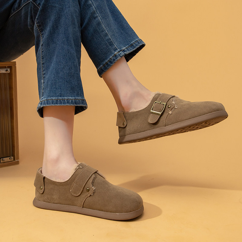 拉夏贝尔勃肯鞋女加绒冬季2026新款网红爆款保暖魔术贴博肯棉鞋子,淘宝优惠券,粉丝福利购,淘宝优惠卷