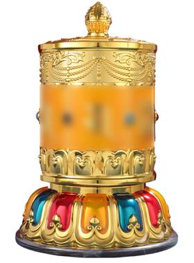 德田新款电动转轮手拉插电转筒密宗彩绘合金家用装饰转桶摆件大小