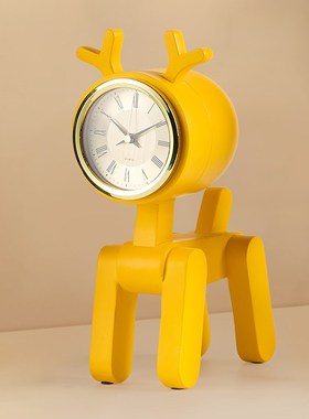 现代简约座钟摆件儿童房样板房书房办公桌面钟表小众高级感装饰品