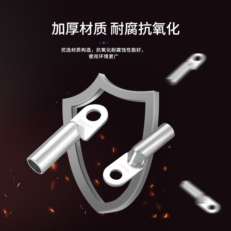 镀锡DT16/25/35/70/95/120/185/240/300平方铜鼻子接线端子铜线耳 - 图1