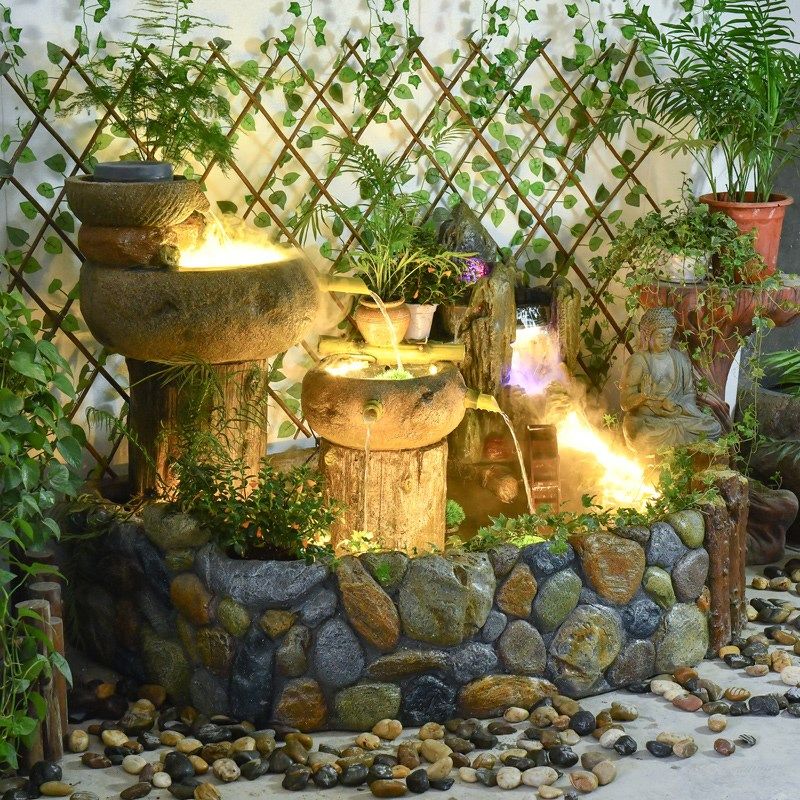 流水喷泉摆件大型彷真鹅卵石鱼池造景循环水庭院门店装饰品摆件,淘宝优惠券,粉丝福利购,淘宝优惠卷