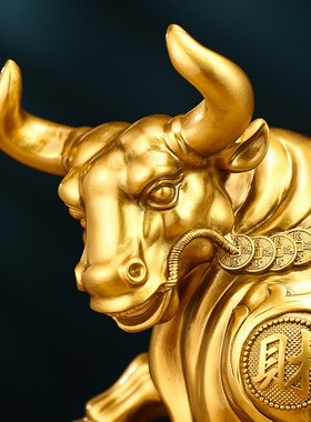 运势如虹老板办公室牛摆件店铺开业礼物招财O办公桌公司前台工艺