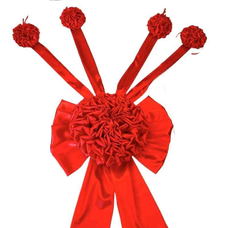 复古婚主婚车花头车布置红F99S9SS6迎绣球亲车队结装扮大红球红绸 - 图3