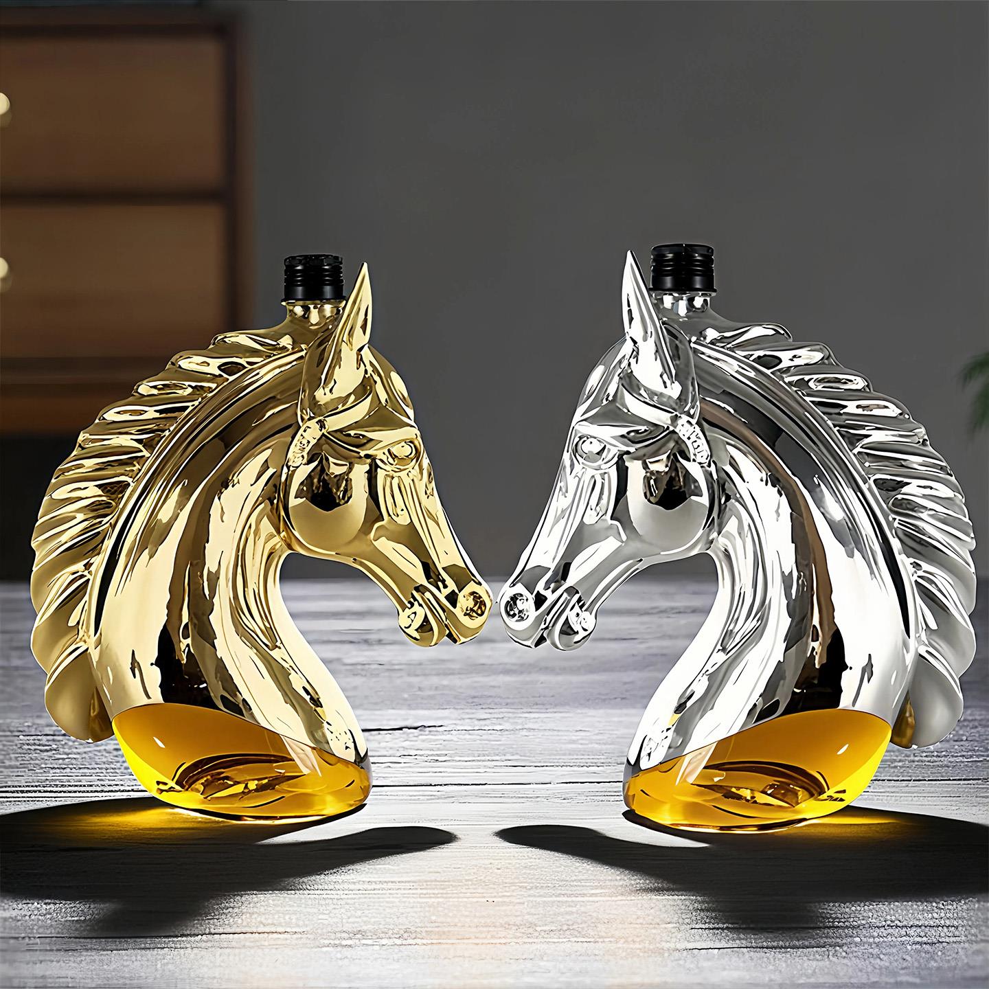 Creative zodiac horse head soaked wine glass bottle animal shape craft glass soaked wine bottle catty household high-end ornaments