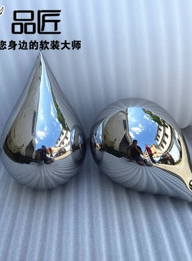 不锈钢镜面水滴造型雕塑金属摆件酒店大堂室内悬挂吊饰水珠装饰品