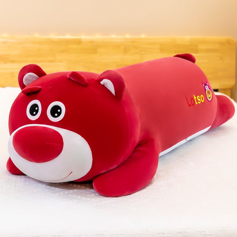 可爱大号草莓熊毛绒玩具女生床上软体趴趴草莓熊抱枕儿童婚庆礼物 - 图0