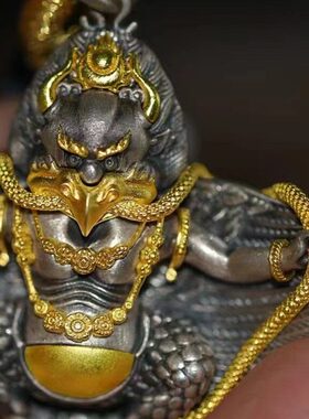 银辰缘 西藏金翅大鹏鸟吊坠中号S925精工银饰配件藏式民族风挂件