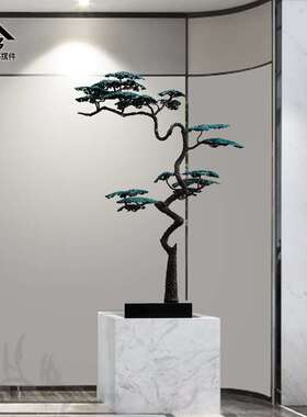 迎客松酒店大堂饭店前台铁艺摆件样板房客厅玄关大厅摆设软装饰品