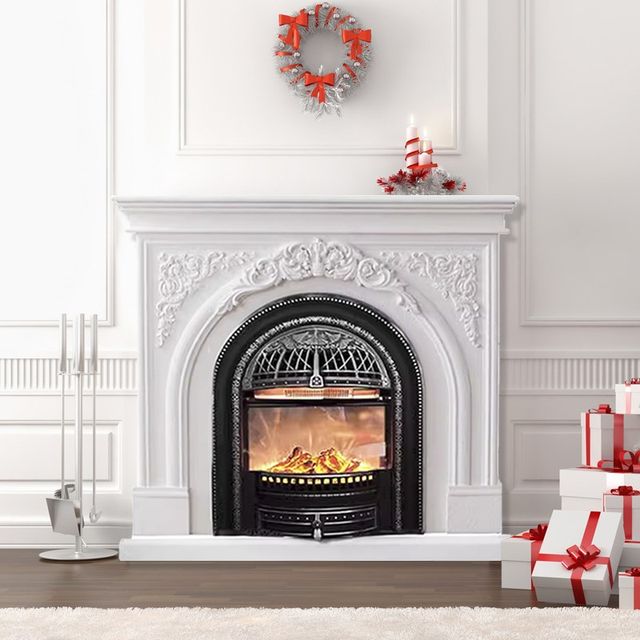 French solid wood black mantel living room villa entrance birdcage anti-real fire entrance storage table arched decorative cabinet