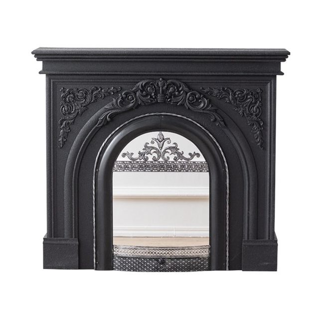 French solid wood black mantel living room villa entrance birdcage anti-real fire entrance storage table arched decorative cabinet