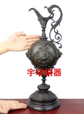 宇卓铜器  时尚欧式细花瓶  铜人物花瓶造型 大理石底座铜雕 摆件