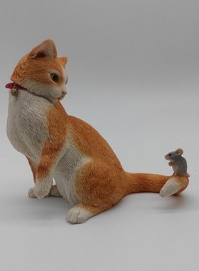 精品模型工艺品写实猫礼品摆件可爱猫咪室内车内装饰猫咪与老鼠