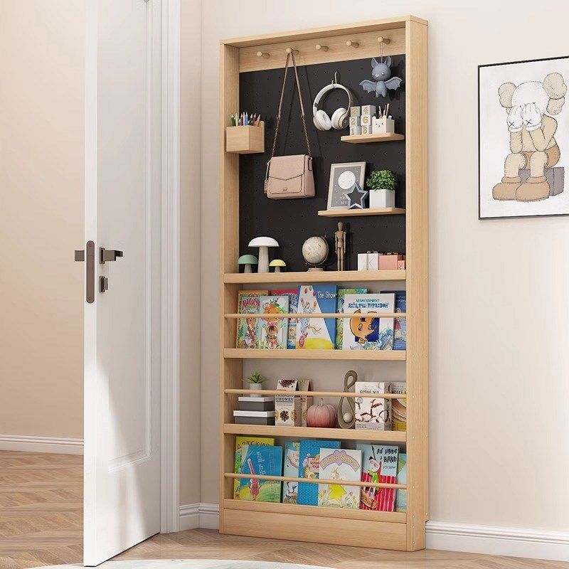 Perforated board storage rack solid wood door behind floor rack sandwich ultra-thin bookshelf L storage rack cheese thin cabinet with narrow gap