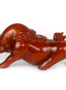 班德拉斯  花梨木旺市神牛摆件木雕牛摆件办公室摆件开业商务礼品