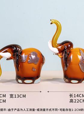 K轻奢高档琉璃象摆件酒柜客厅玄关电视柜装饰品