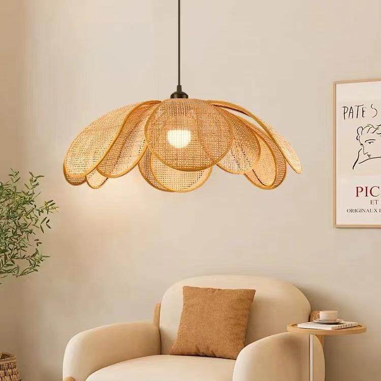 餐厅灯日式厅编织民宿房间卧室客灯编花瓣590藤创意个吊性原木风,淘宝优惠券,粉丝福利购,淘宝优惠卷