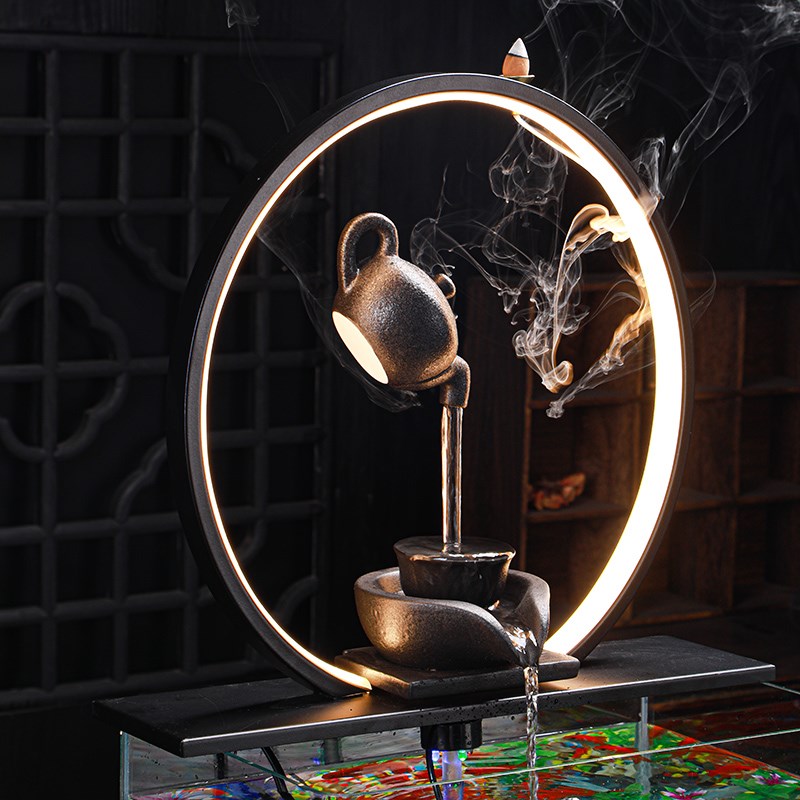 循环流水玻璃鱼缸招财转运客厅办公室桌面景观摆件装饰开业礼品 - 图0