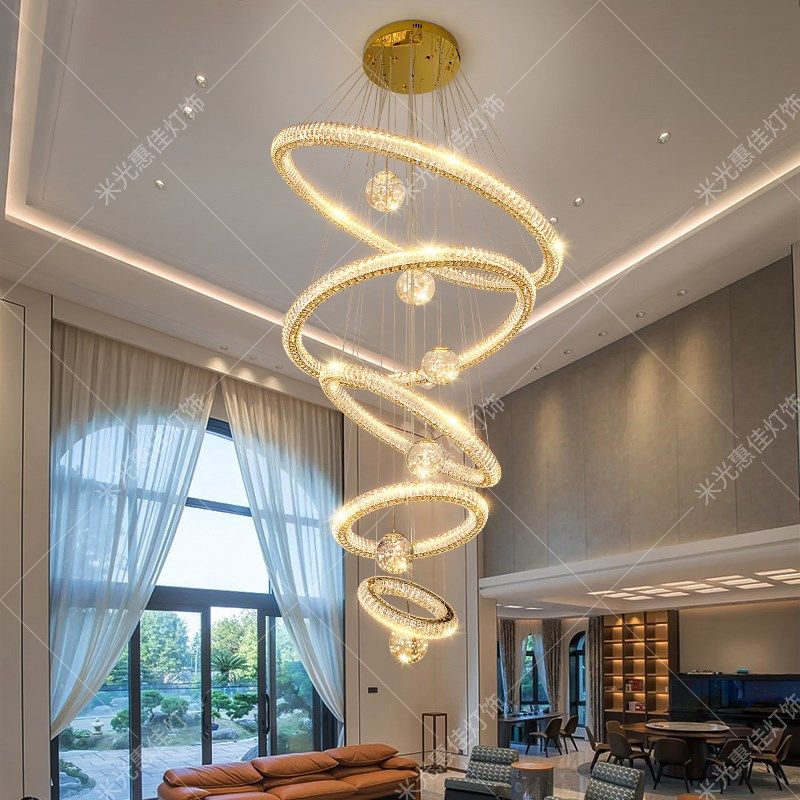别墅客厅挑空大吊灯豪华大气挑高复式楼中空楼中楼主灯高级感水晶,淘宝优惠券,粉丝福利购,淘宝优惠卷