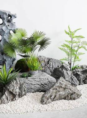 玻池璃钢假山户外大石头型软装造景室内摆花WXU园庭院室外鱼缸装